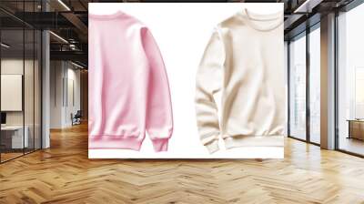 2 Set of pastel light pink beige front and back view tee sweatshirt sweater long sleeve on transparent background cutout, PNG file. Mockup template for artwork graphic design	
 Wall mural