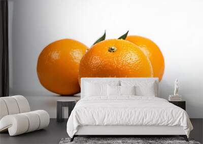 Creative fruits composition. Beautiful whole oranges isolated on white background. flat lay top side view Wall mural