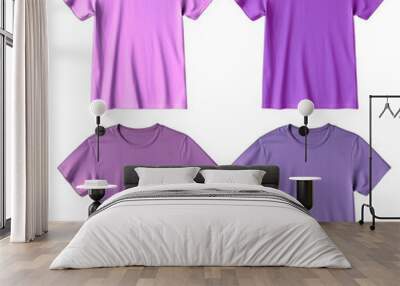 set of purple lavender lilac violet tee t shirt round neck on transparent background cutout, png fil Wall mural