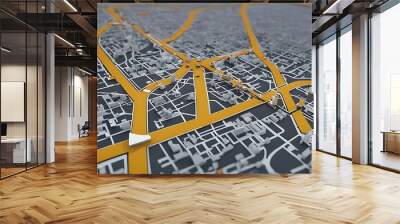 city location street town map road rection navigation gps travel strict route cartography background symbol transportation sign geography downtown navigator system positioning d Wall mural