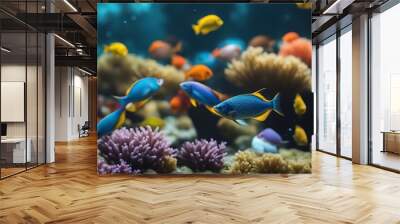 colorful fishes sea fish under underwater coral reef aquarium tropical life water ocean aqualung red nature marin diving undersea wildlife exotic landscape colourful snorkel aquatic shoal earth wild Wall mural