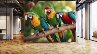 couple parrot live tropical wild nature bird colourful feather cute exotic beauty animal peace pet zoo wildlife life canary beak green fauna fly red pretty orange beautiful yellow wing natural blue Wall mural