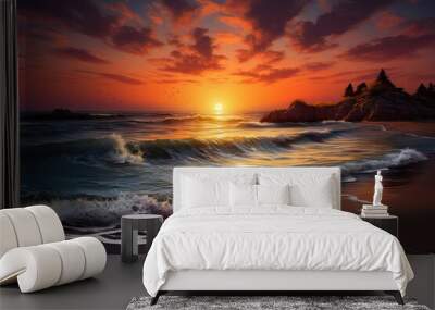 dawn gold nature punta summer sand wave ocean beach sunrise cloud beautiful sun morning cana orange beautiful domini commonwealth sunset water scene sunny sea sunrise dusk sunlight panoramic sky sea Wall mural