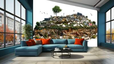 Garbage dump, transparent background PNG Wall mural