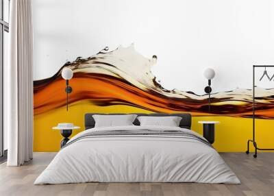 gold background mome liquid fuel flow caramel fluid gasoline background dynamic wave gold splash water Oil flowing yellow Wave abstract olive cooking closeup splashing micro oil white pouring white Wall mural