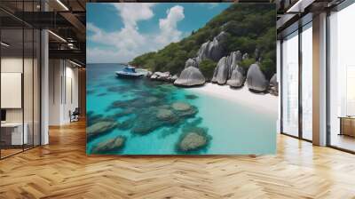 granite Isolated water coral island Islands view speedboats Thailand white Similan blue sand beach reef stones beautiful tropical Top clear Aerial Sea Phuket T Wall mural