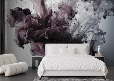 illustration for Moody faded ink drop in the water abstract grunge gray background generative ai Wall mural