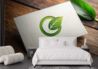 Leaf Growth Logo Design with Initial G - Business Card Template Premium Wall mural