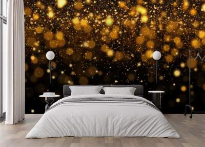 light background Falling night gold luxury magic particle glitter gold spark confetti background Background glistering Beautiful falling gold light sparkle light d particles golden falling abstract Wall mural