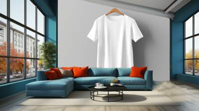 mock-up tank man hanger male black female side shirt Mockup temp empty grey front shirt rear blank Blank white 3D White t-shirt sleeveless Rendering hang view hanger woman wooden TShirt top wooden Wall mural