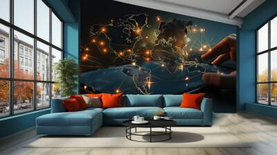 network map world globalization soc business social connected Wall mural