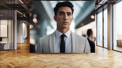 office photogenic profession male caucasian executive smile smiling career portrait happy leadership businessman professional man portrait leader businessman work business corporate youn Wall mural