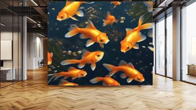 painting oil handmade goldfish lake abstract technology blue business computer digital datum web cyberspace wallpaper design texture light earth global binary illustration pattern communication Wall mural