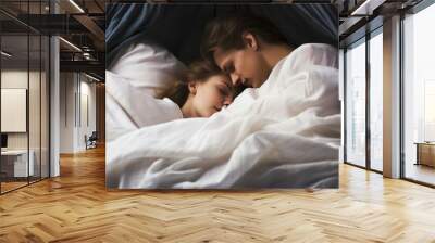 passion bed relationship intimate couple young   caucasian ethnicity man male woman female young adult people intimate couple love sex passion bed touch 2 sensual boyfriend bedchamber Wall mural