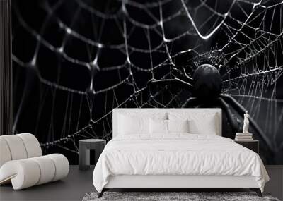 real spider's banner web background realistic web frame webs spider's halloween silhouette spider creepy Real black web creepy scarey web skittish halloween spider's spider black spider web banner Wall mural