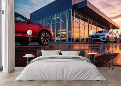 store dealership automotive business industry car vehicle dealer sale wheel transport place showroom Wall mural