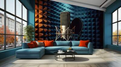 studio recording microphone professional modern broadcasting broadcast acoustic condenser media music editing composer sound show broadcaster absorption digital tube vocalist technology Wall mural