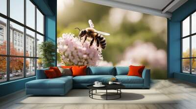 weissem freigestellt grund hummel bumblebee insect white background release fauna fly nature lively macro fluffy feeler Wall mural