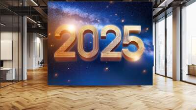 -2025- created with vibrant, digital paint strokes, new year concept, happy new year 2025 Wall mural