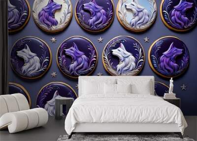 A collection of colorful, decorated Halloween cookies Wall mural