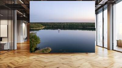 drone aerial view over Strzeszynek lake in summer  Wall mural