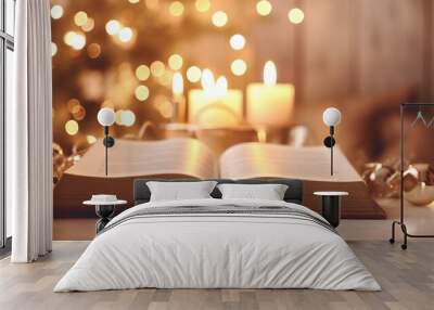  Christmas Bible and Candles for Spiritual Reflection. Wall mural