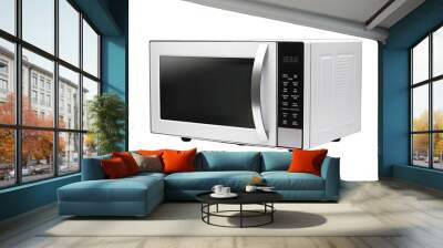 Modern Microwave isolated on white background. Generative AI Wall mural