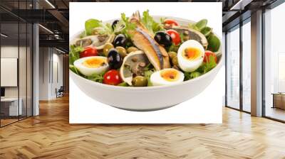 Spanish cuisine. Mixed salad fish salad red and green isolated on white background. Generative AI Wall mural