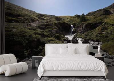 Waterfalls in the Rhemes Valley in the Gran Paradiso National Park. Aosta Valley, Italy. Wall mural