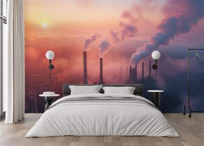 aerial view of a heavy industry plant at sunrise Wall mural