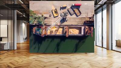 cargo ship loading in port at sunset Wall mural