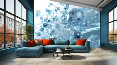 3d render of a dna molecule on blue background Wall mural