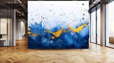 Abstract Blue and Gold Paint Splash Wall mural