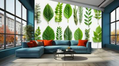 Array of Green Leaves Wall mural