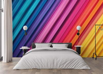 Colorful Diagonal Stripes Background Wall mural