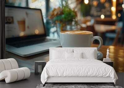 Cup coffee saucer laptop Wall mural