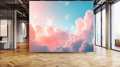 Dreamy Pink and Blue Cloudscape Wall mural