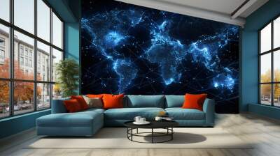 earth connected by blue lines Wall mural