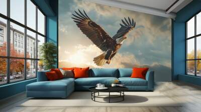 Majestic eagle soaring high with outstretched wings Wall mural