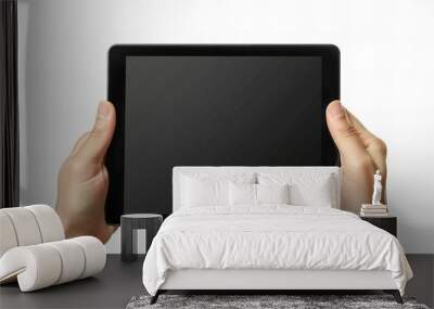 Person holding tablet with blank screen Wall mural