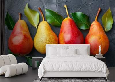 Ripe Pears on Dark Background Wall mural