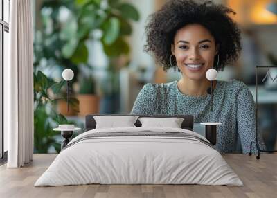 Smiling professional woman in modern office Wall mural