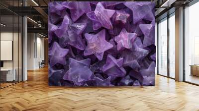 Stunning Purple Lepidolite Crystals with Star Shapes and Glow Wall mural