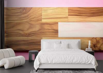 Wooden Panel on Pink Background Wall mural