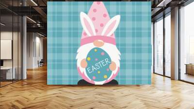 Easter gnomes holding Easter egg,Vector illustration. Wall mural