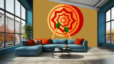 ramadan icon. flat icon. red drum with two batons for the call to worship Wall mural