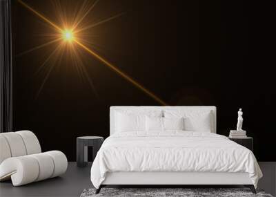 abstract lens flare yellow light over black background Wall mural