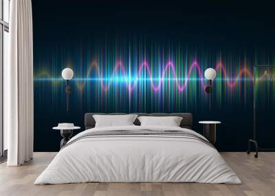 Audio digital equalizer technology, pulse musical.abstract of sound wave , light  frequencies or bright equalizer . Neon colorful digital  musical bar  for technology concept  background Wall mural