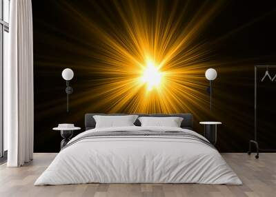 glowing abstract sun burst with digital lens flare.can your adjust the color of the light rays using adjustment layer like Gradient Selective Color, and  create sunlight, optical flare  Wall mural