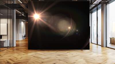 lens flare glow light effect on black background. easy to add overlay or screen filter over photos Wall mural